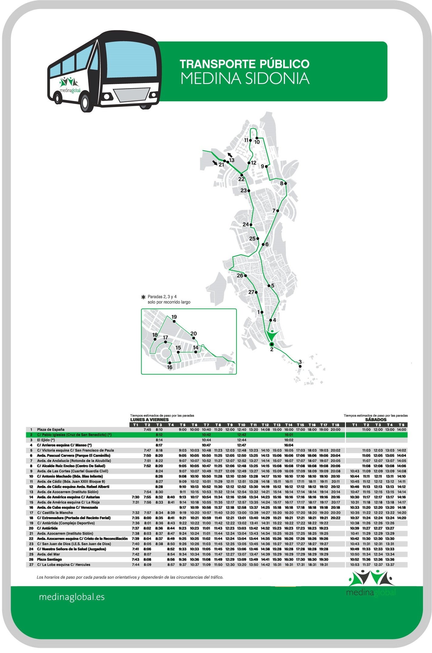 Mapa del recorrido del autobús urbano
