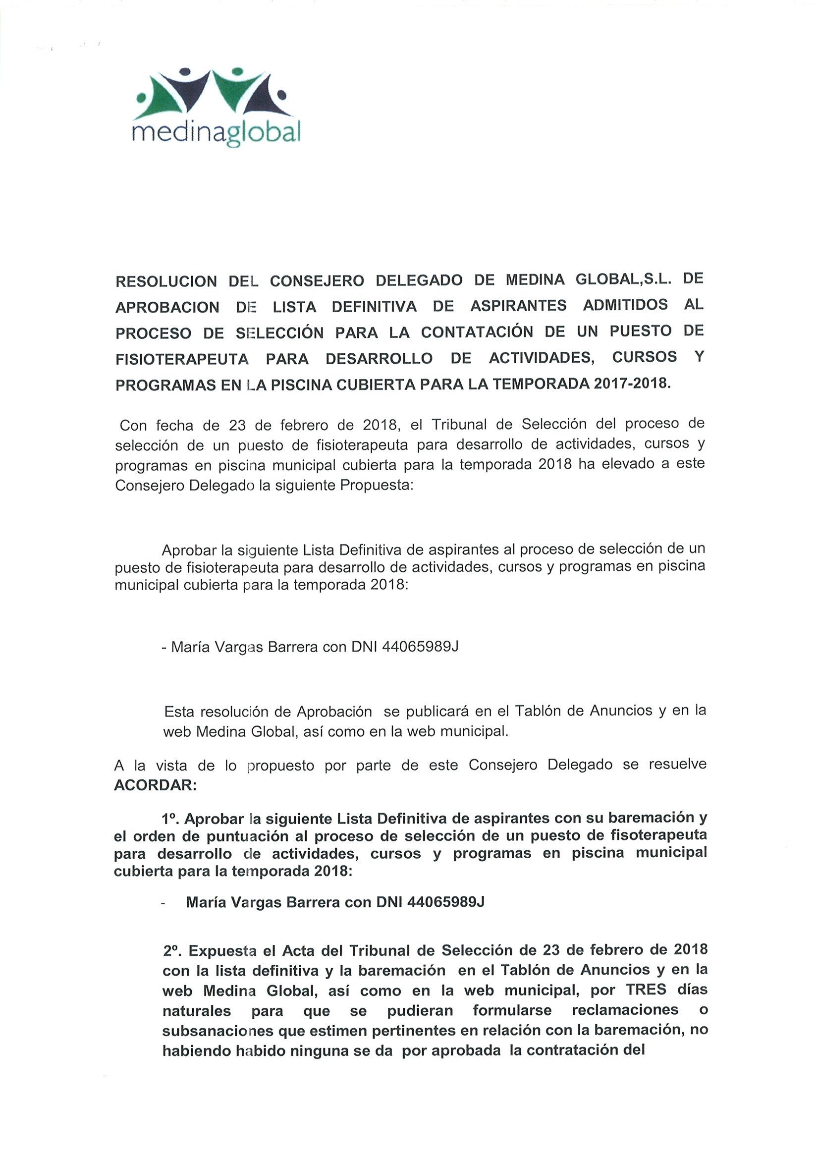 RESOLUCION CONSEJERO DELEGADO DE MEDINA GLOBAL APROBACION LISTA DEFINITIVA DE ASPIRANTES A FISIOTERAPEUTA_Página_1