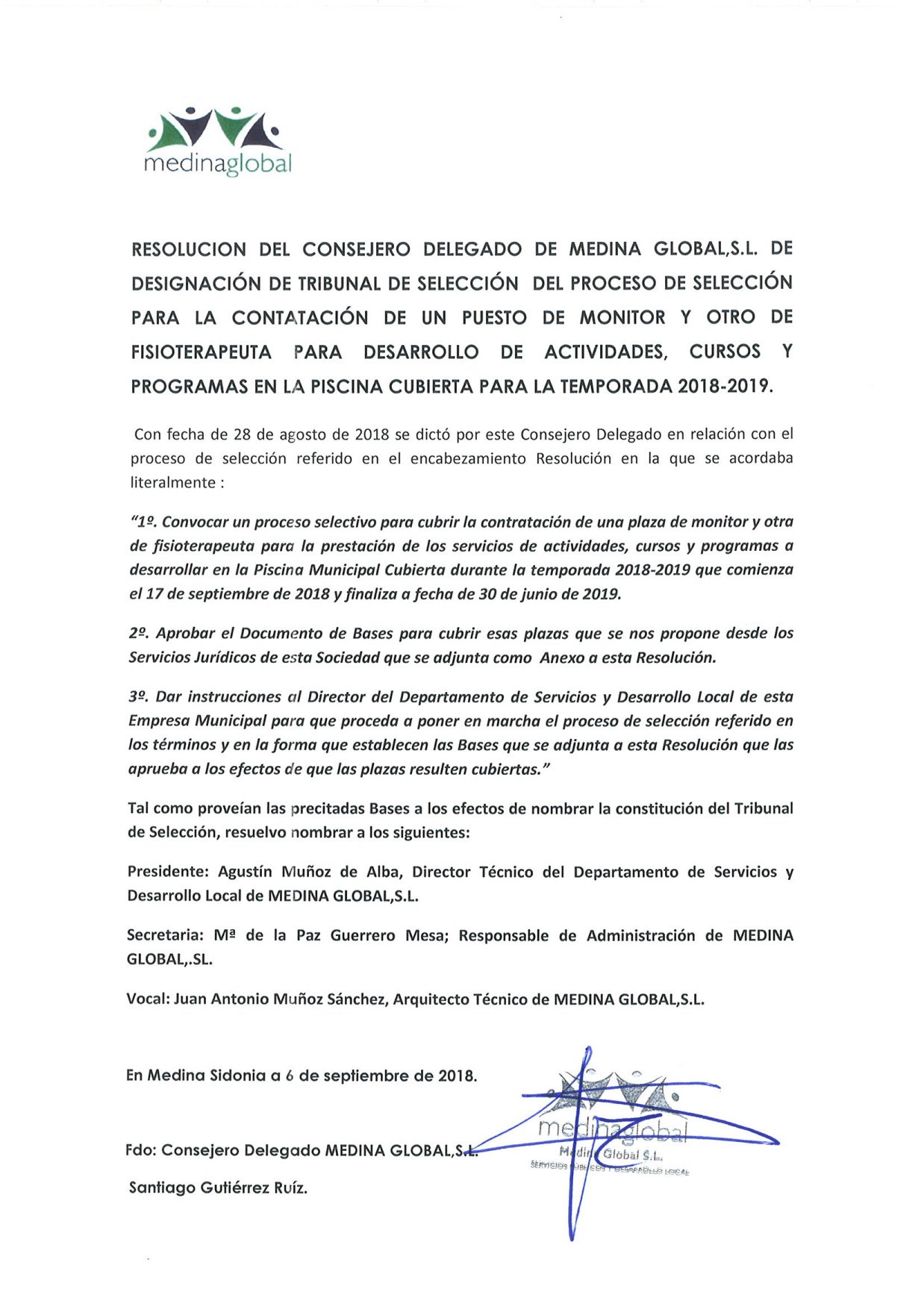 PUBLICACION DE RESOLUCIONES LISTA DE ADMITIDOS PARA EL PUESTO DE MONITOR-1