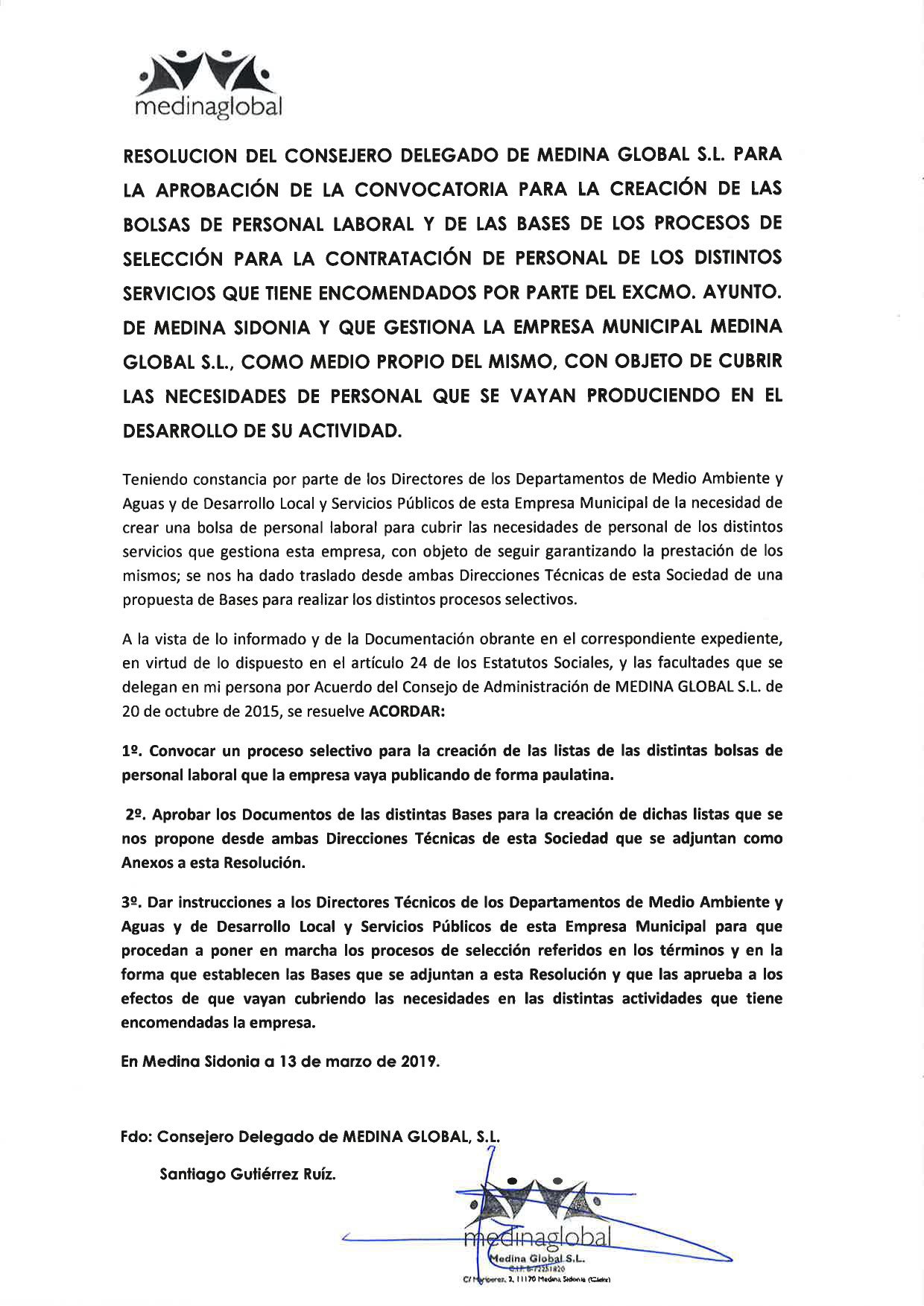 RESOL CONSJ DELG APROB BASES BOLSA