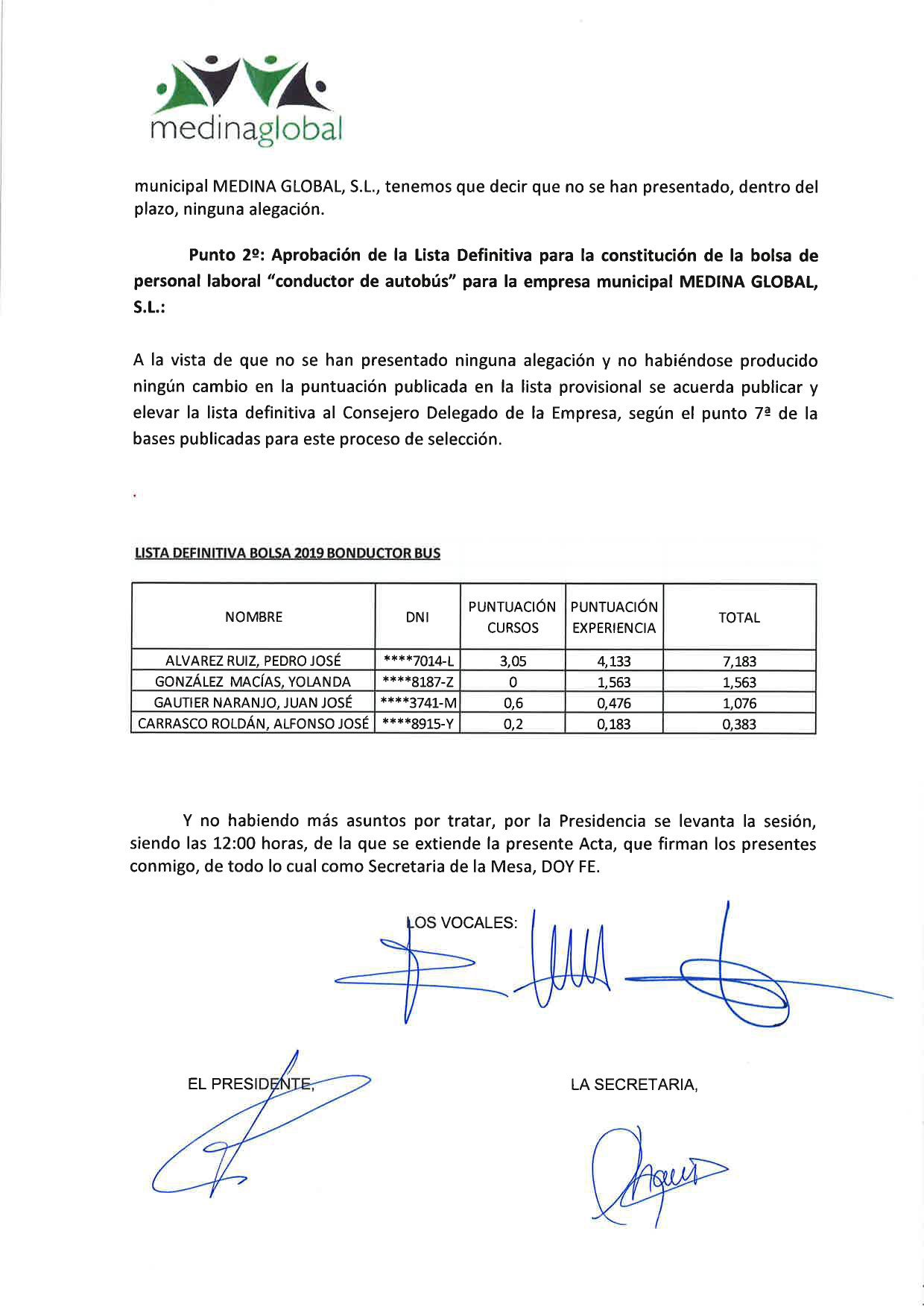 ACTA 3º MESA DE VALORACION LISTA DEFINITIVA BAREMACION BOLSA BUS-2