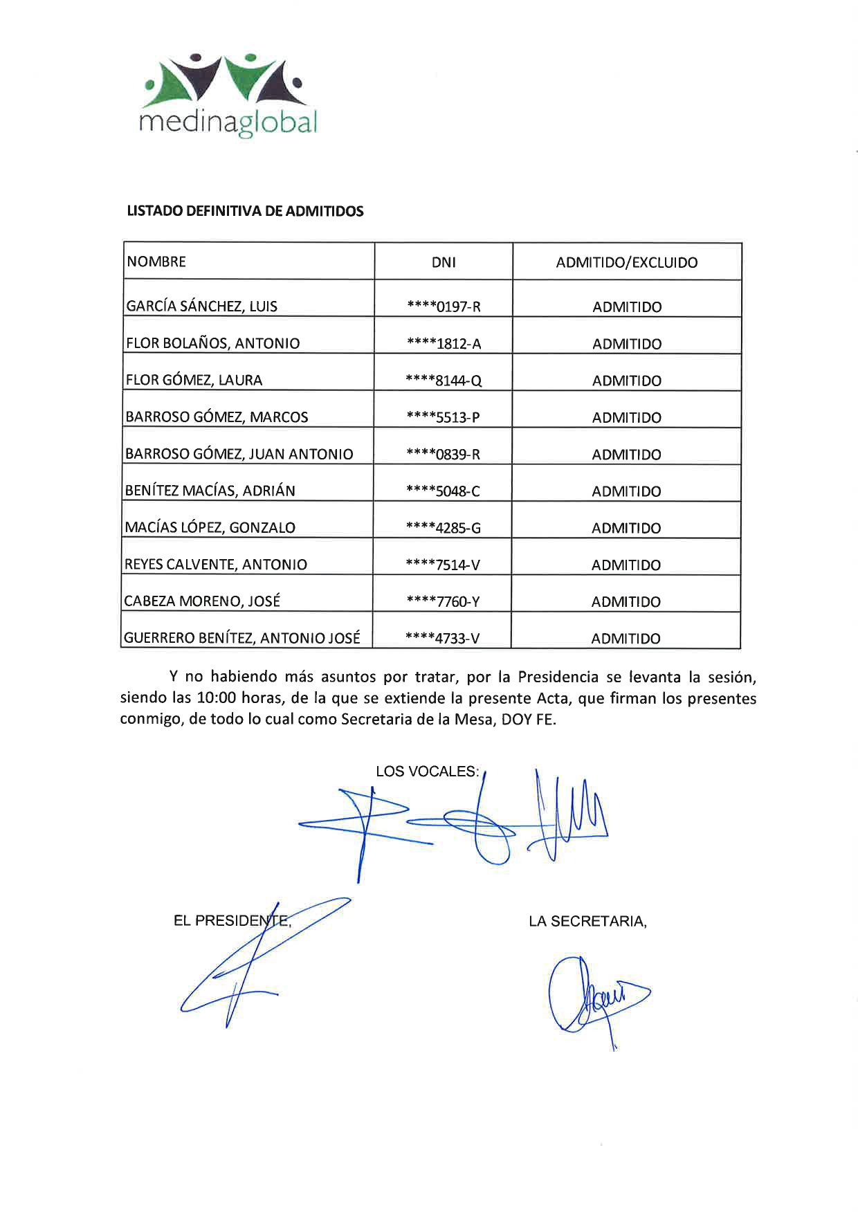 ACTA 1º MESA VALORACION LISTA DEFINITIVA ADMITIDOS PEON RSU BOLSA 2019-2