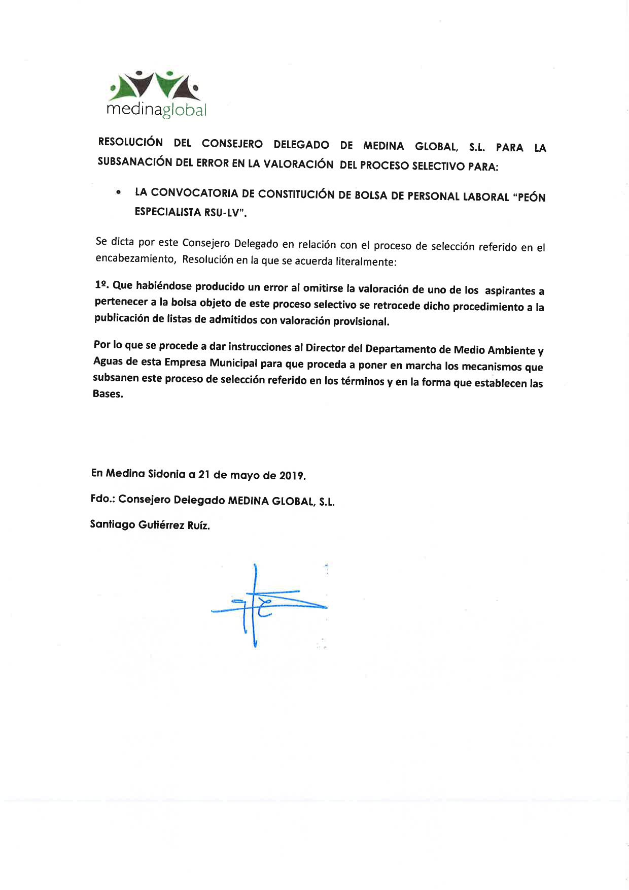 RESOLUCION CONSJ DELG MEDINA GLOBAL SUBSANACION ERRO OMISION DE CANDIDATO
