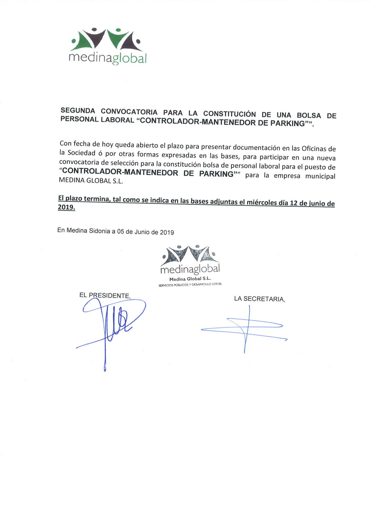 ANUNCIO DE LA 2ª CONVOCATORIA CON BASES