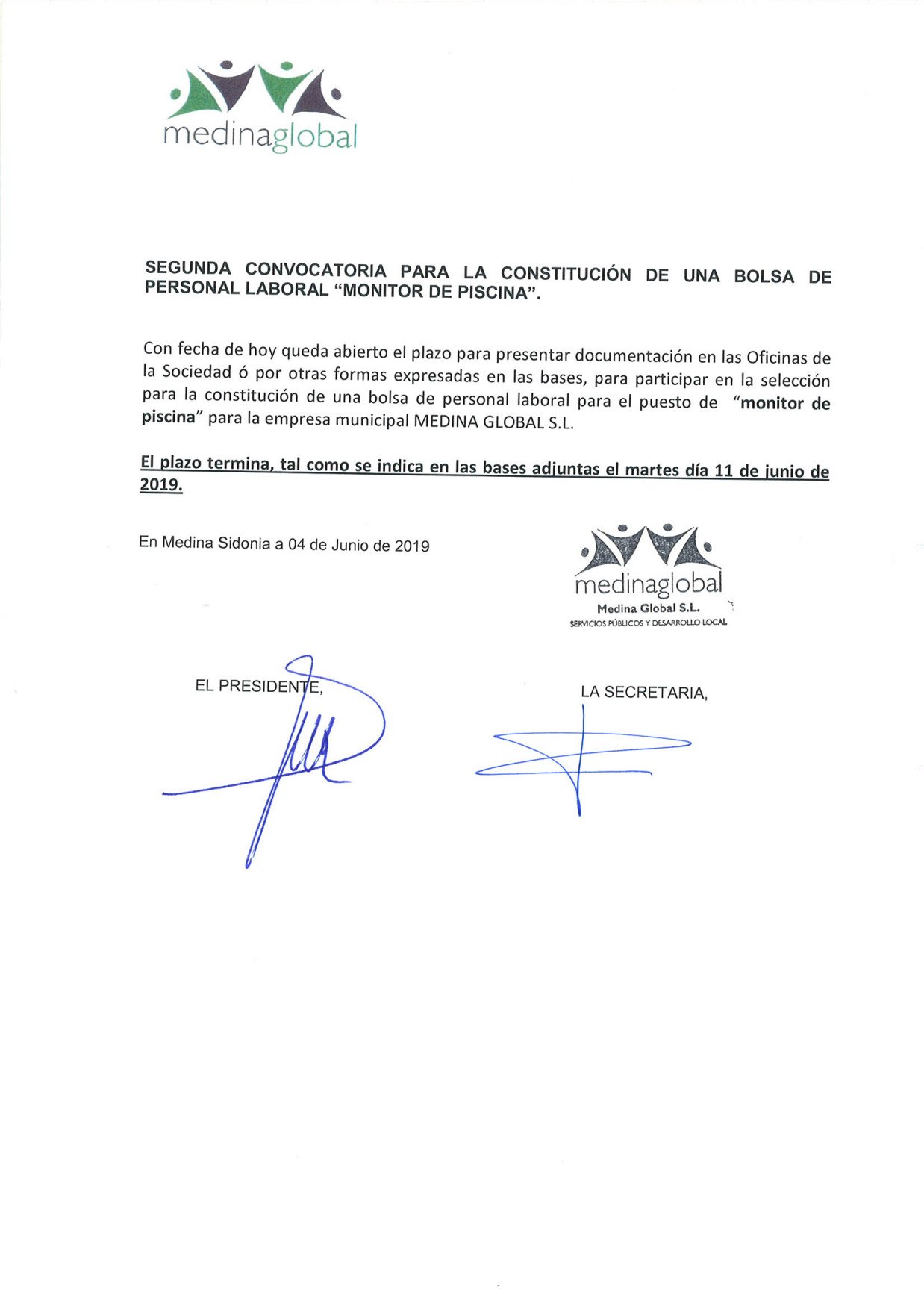 ANUNCIO DE LA 2ª CONVOCATORIA CON LAS BASES
