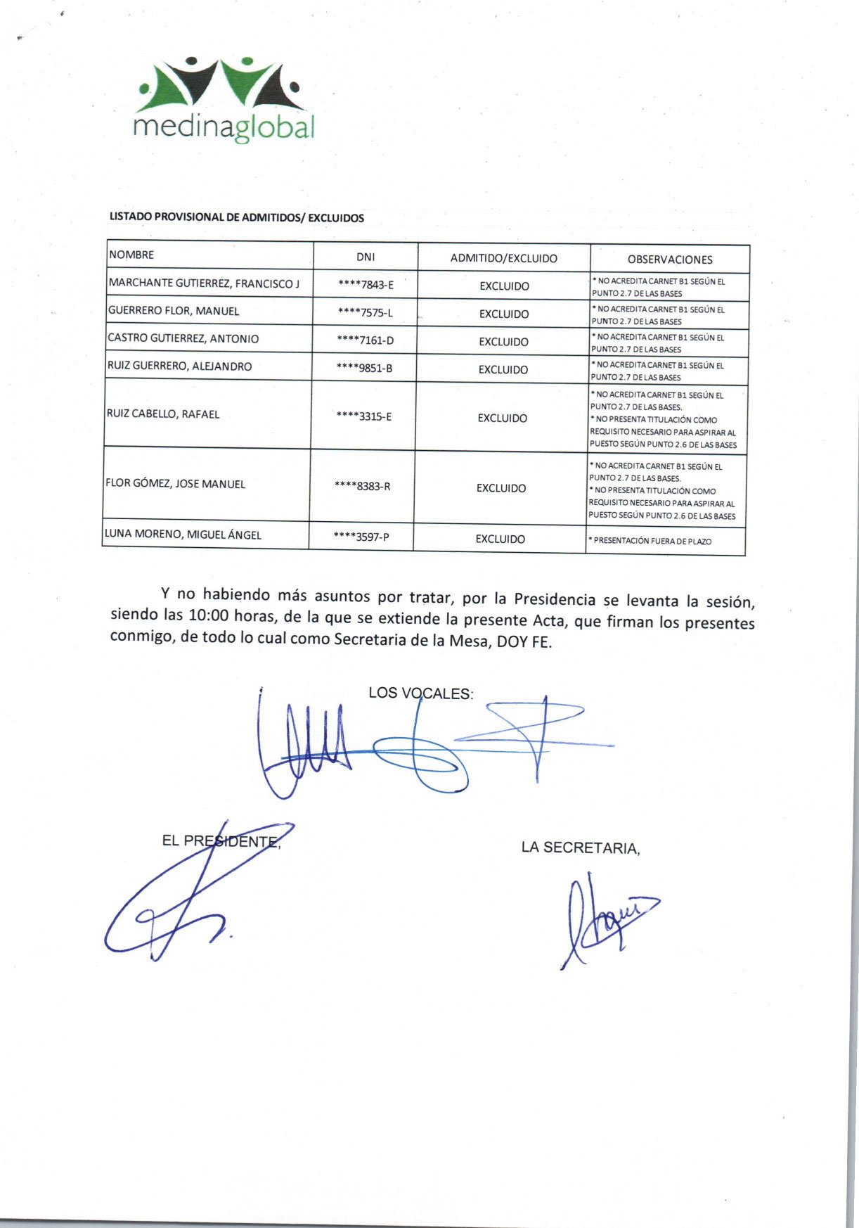 ACTA 1ª MESA DE VALORACION LISTA ADMITIDOS Y EXCLUIDOS OFICIAL 2º OPERADOR EDAR-2