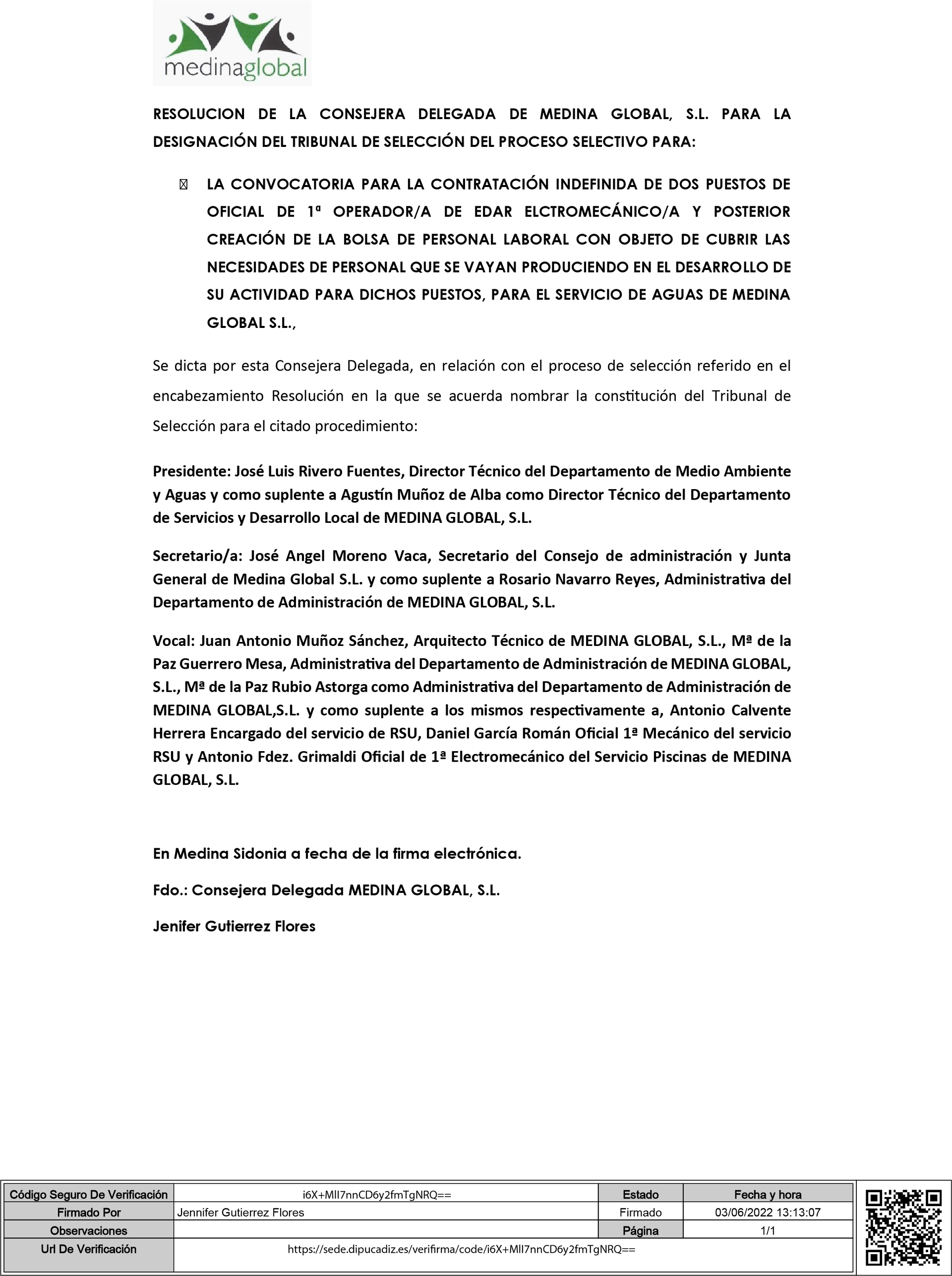 RESOLUCION CONSEJERA DELEGADA DE MEDINA GLOBAL TRIBUNAL SELECCION firmada