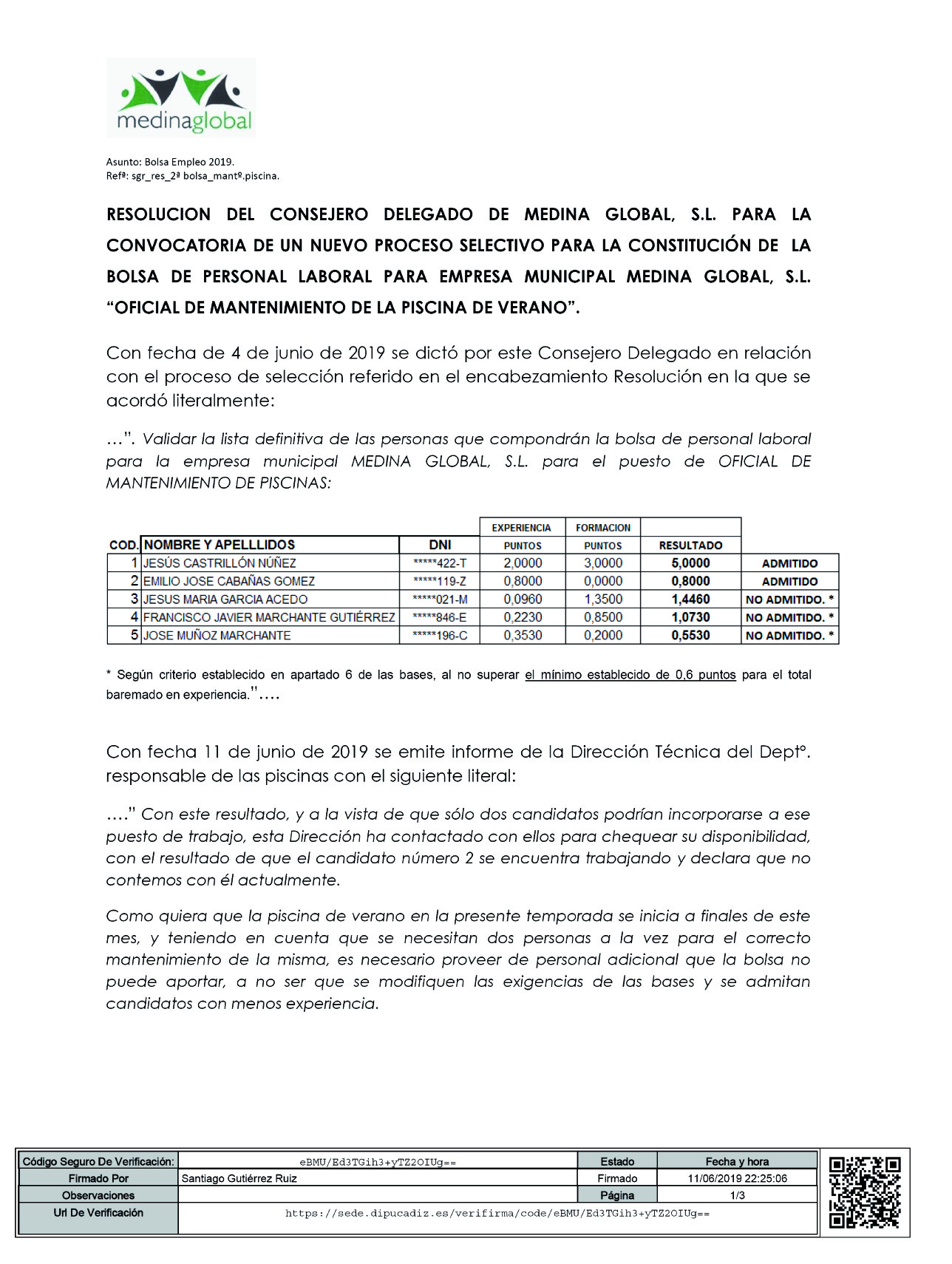 2ª CONVOCATORIA BOLSA DE PERSONAL LABORAL “OFICIAL DE MANTENIMIENTO DE LA PISCINA DE VERANO