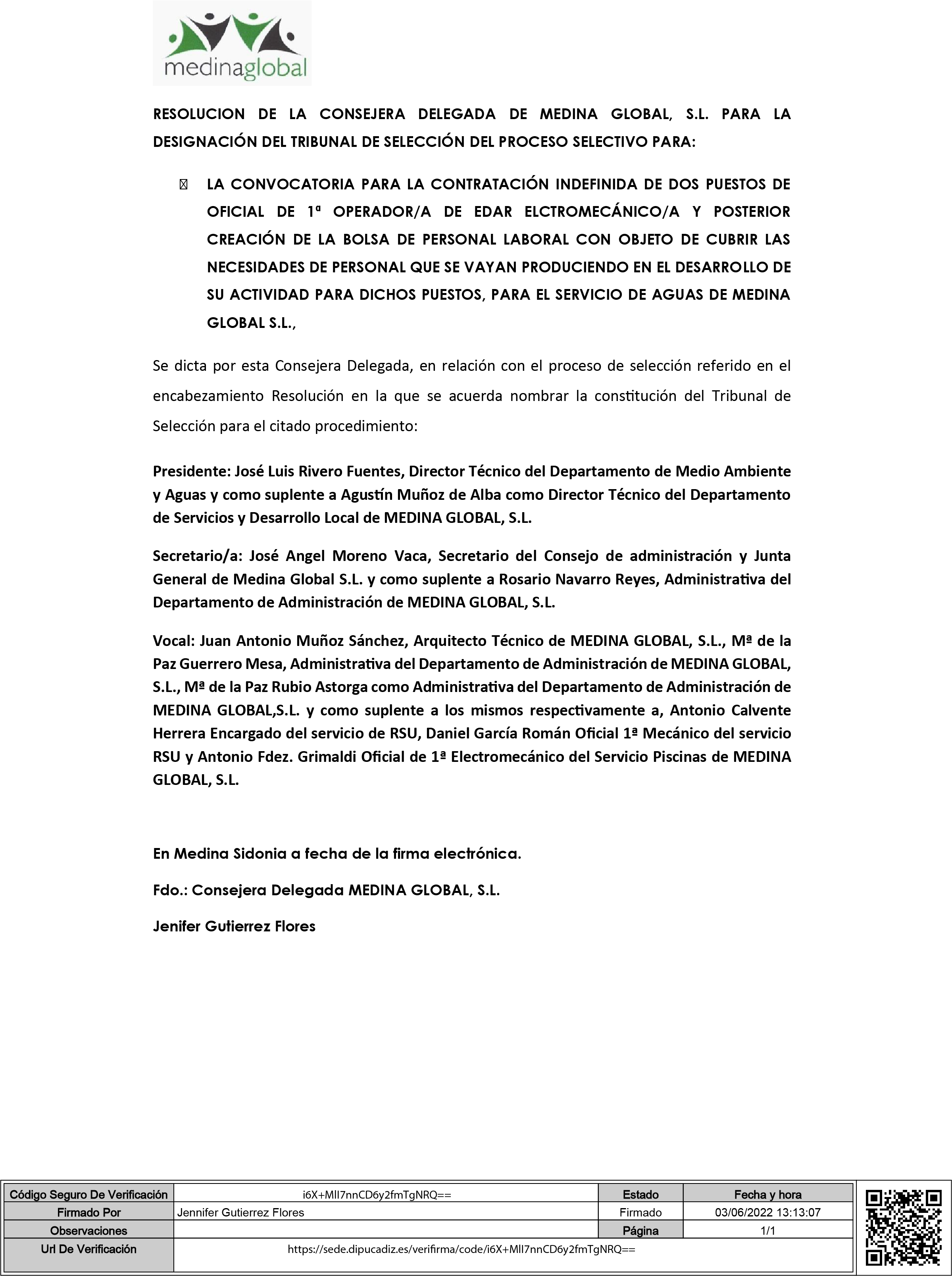 RESOLUCION CONSEJERA DELEGADA DE MEDINA GLOBAL TRIBUNAL SELECCION firmada